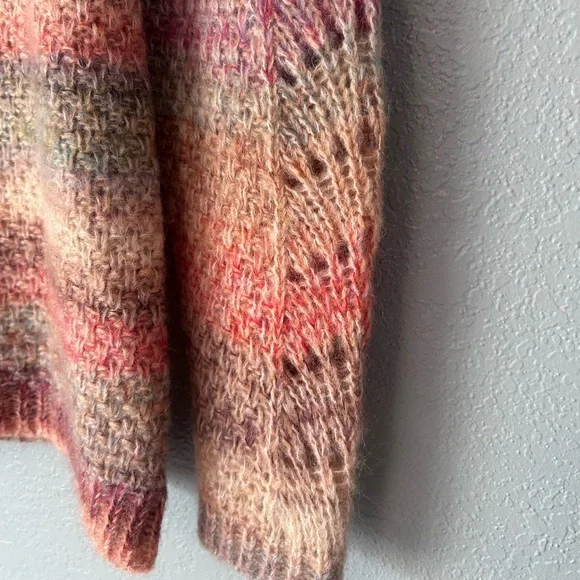 Elsamanda Sweater Peach Striped Pullover Size Large Alpaca Wool Mohair Italy - Picture 5 of 9